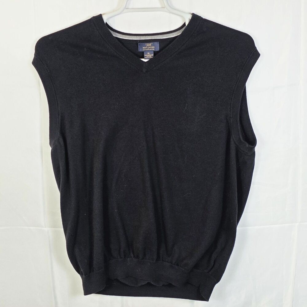 Brooks Brother‎ Size XL Black 100% Supima Cotton Sleeveless Sweater Vest